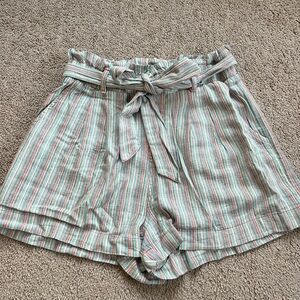 Striped Women's Shorts with Belt